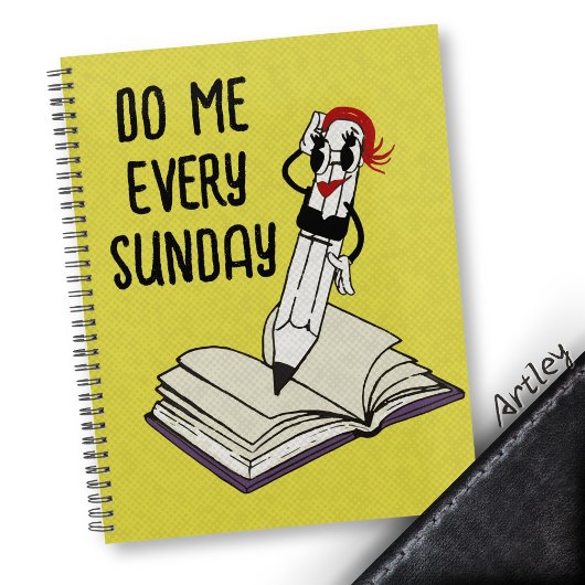Grappige Retro Gele Cartoon Potlood Mascotte Planner
