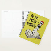 Grappige Retro Gele Cartoon Potlood Mascotte Planner (Display)