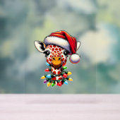 Grappige Retro Giraffe Lover Kerstboom Lig Acryl Bord (Neutraal)