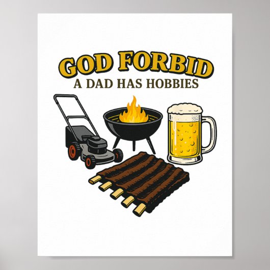 Grappige retro God verhoede dat een vader Hobbies Poster (Voorkant)