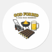 Grappige retro God verhoede dat een vader Hobbies  Ronde Sticker (Voorkant)
