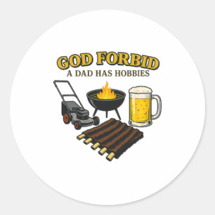 Grappige retro God verhoede dat een vader Hobbies  Ronde Sticker