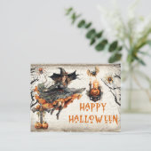 Grappige retro Halloween spooky slechte heks Briefkaart (Staand voorkant)