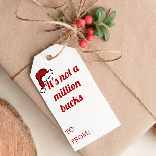 Grappige Retro Hand Getekende Rode Kerstman Hoed K Cadeaulabel
