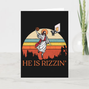 Grappige Retro Hij Is Rizzin Christelijk Pasen Spe Kaart