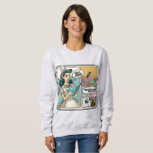 Grappige Retro Huisvrouw Sweatshirt - Volwassen Hu (Voorkant volledig)
