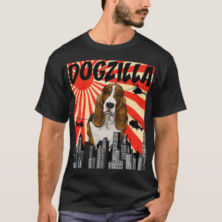 Grappige Retro Japanse Dogzilla Basset Hound T-shirt