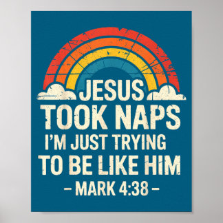 Grappige Retro Jezus Nam Slapmarkering Poster