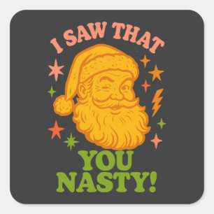 Grappige Retro Kerstman Je Stoute Kerstmis Vierkante Sticker