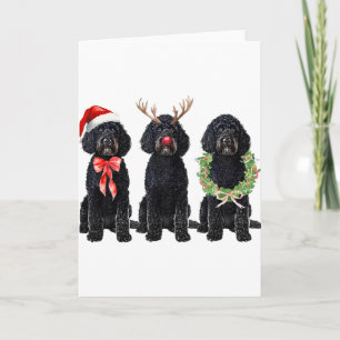 Grappige Retro Kerstman Zwarte Goldendoodle Hond R Kaart