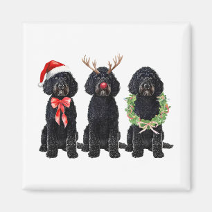 Grappige Retro Kerstman Zwarte Goldendoodle Hond R Magneet