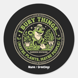 Grappige Retro Kikker Badge Ik Begraaf Dingen Tuin Ronde Sticker