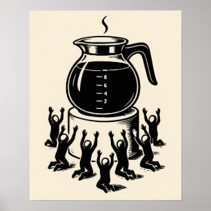 Grappige Retro Koffie – Aanbid Koffie Poster