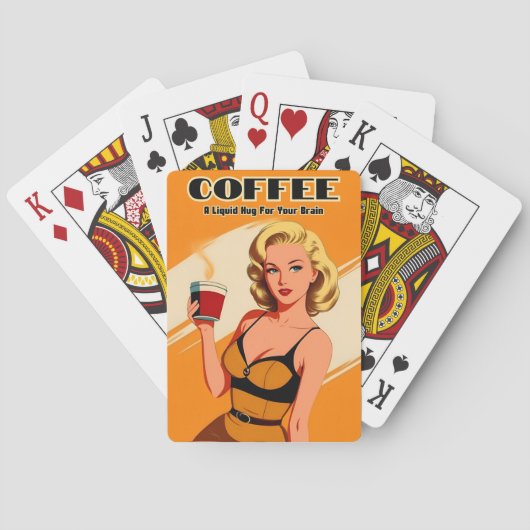 Grappige retro  koffie cafeïne Humor Pokerkaarten (Achterkant)