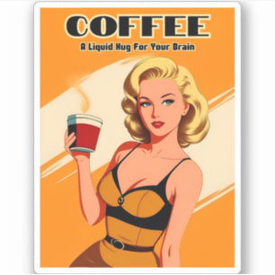 Grappige retro koffie cafeïne Humor Sticker