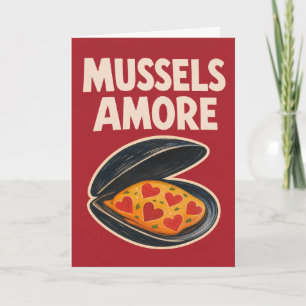 Grappige Retro Mossel Amore Liefde Romantiek Kust Kaart