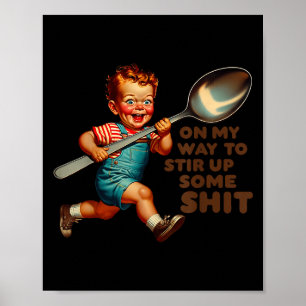 Grappige retro op weg om wat sarcastische hum op t poster