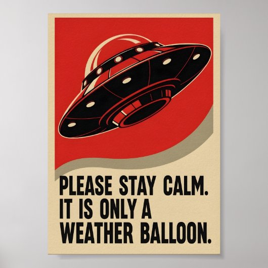 Grappige Retro Propaganda UFO Poster (Voorkant)