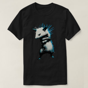 Grappige retro punk opossum street art t-shirt
