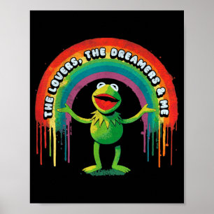 Grappige Retro Regenboog Kikker Verbinding De Geli Poster