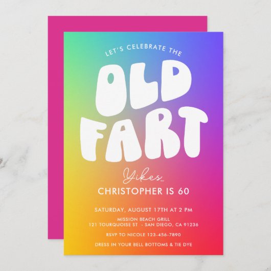 Grappige Retro Regenboog Oud Scheten Elke Leeftijd Kaart (Voorkant / Achterkant)