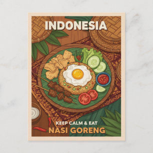 Grappige Retro Reis Indonesië Nasi Goreng Eten Briefkaart