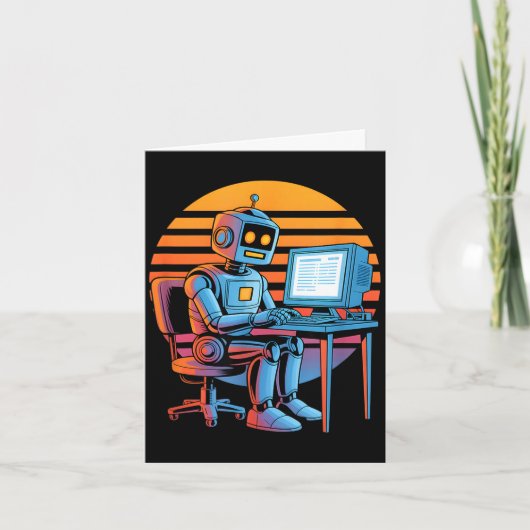 Grappige retro robot codeer computer scherm Grappi Kaart (Voorkant)