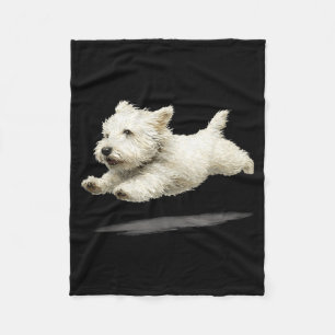 Grappige Retro Schattige Rennende Hond Kunst Witte Fleece Deken