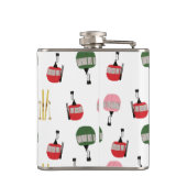 Grappige retro skilift Apres Ski winterskiër Heupfles (Achterkant)