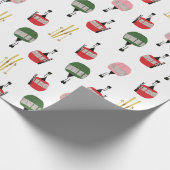 Grappige retro skilift gondel winterskiërs cadeaupapier (Hoek)