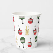 Grappige retro skilift gondel winterskiërs papieren bekers (Achterkant)