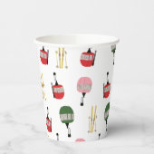 Grappige retro skilift gondel winterskiërs papieren bekers (Links)