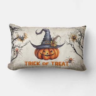 Grappige retro spooky Halloween gesneden pompoen Kussen