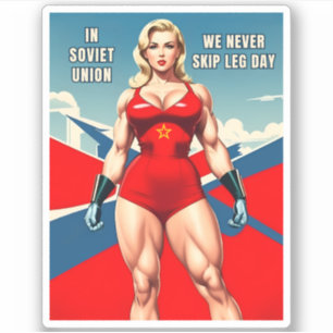 Grappige Retro Stijl Sovjet USSR Gym Spier Humor Sticker