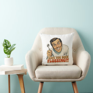 Grappige Retro Tandarts Ben Je aan het Flossen Mem Kussen