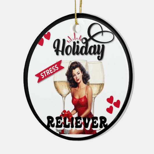 Grappige Retro Vakantie Stress Reliever Pinup Keramisch Ornament (Links)