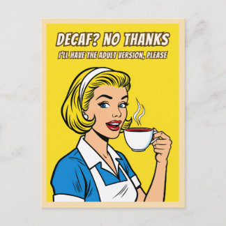 Grappige Retro Vintage Decaf Koffie Humor Pop Art  Briefkaart