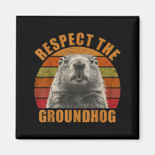 Grappige Retro Vintage Groundhog Day 2025 Respecte Magneet