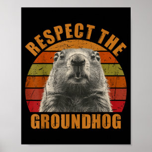 Grappige Retro Vintage Groundhog Day 2025 Respecte Poster