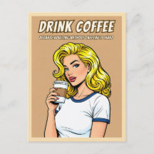 Grappige Retro Vintage Koffie Cafeïne Humor Pop Ar