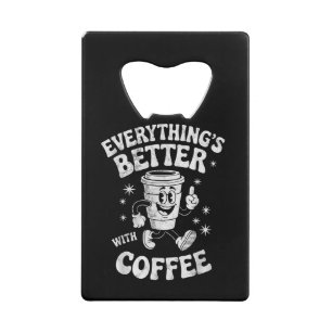Grappige Retro Vintage Koffie Mannen of Vrouwen Ko Kredietkaart Flessenopener