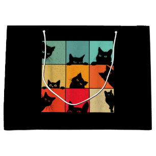 Grappige Retro Vintage Nieuwsgierige Zwarte Kat vo Groot Cadeauzakje
