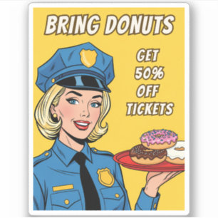 Grappige Retro Vintage Politie Humor Pop Art Strip Sticker