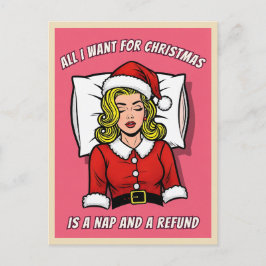Grappige Retro Vintage Pop Art Kersthumor Briefkaart
