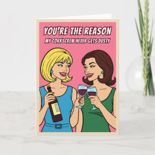 Grappige Retro Vintage Wijn Humor BFF Pop Art Kaart