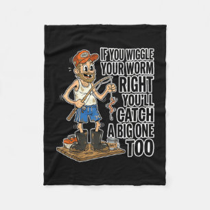 Grappige retro visgrappen wiebelworm vang grote fleece deken