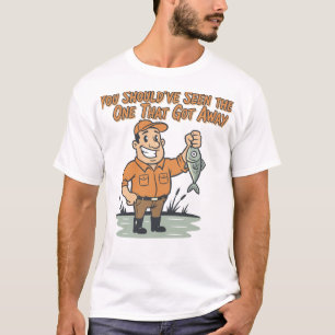 Grappige Retro Visser Die Gevangen Werd T-shirt