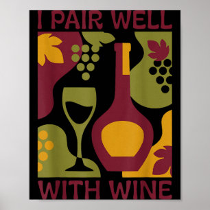Grappige retro wijn abstract mid-century paar met poster
