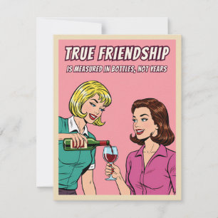 Grappige Retro Wijn Humor Beste Vriendin Pop Art K Feestdagenkaart