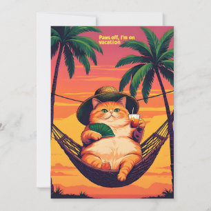 Grappige Retro Zomer Kat Vakantie Aankondiging